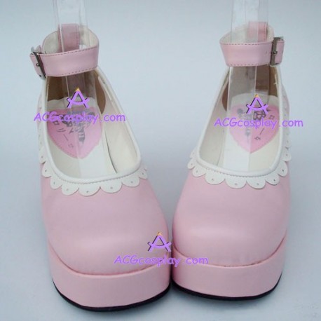 Lolita shoes girl shoes high heel style 98121 pink and white