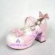 Lolita shoes girl shoes high heel style 9829B white and pink