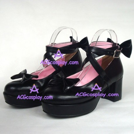 Lolita shoes girl shoes medium heel style 9872 black