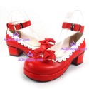 Lolita shoes girl shoes princess shoes lower heel style 98121B red