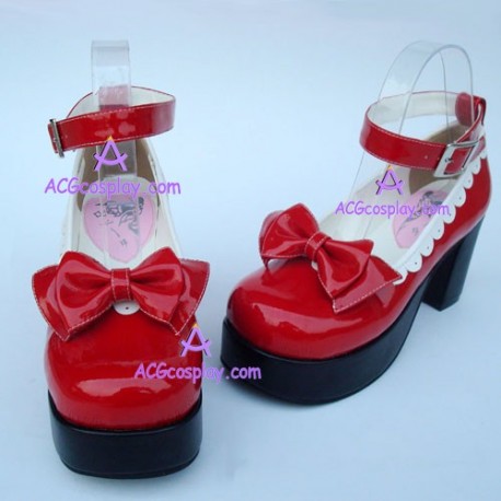 Lolita shoes girl shoes princess shoes shining pu style 9813 red