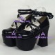 Lolita shoes princess shoes thick   sole and high heel style 9803D black