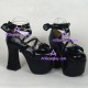 Lolita shoes princess shoes thick   sole and high heel style 9803D black