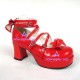 Lolita shoes princess shoes thick   sole and high heel style 9803D red