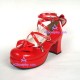 Lolita shoes princess shoes thick   sole and high heel style 9803D red